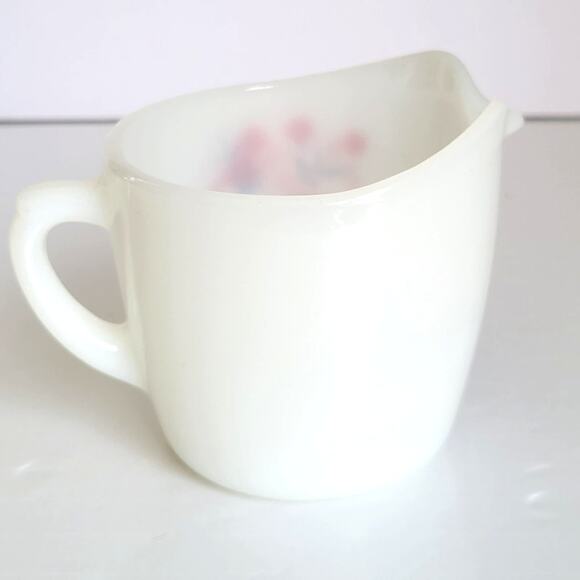 VTG Fire King Primrose Creamer Pink Red Floral Mid Century Anchor Hocking - Picture 4 of 8